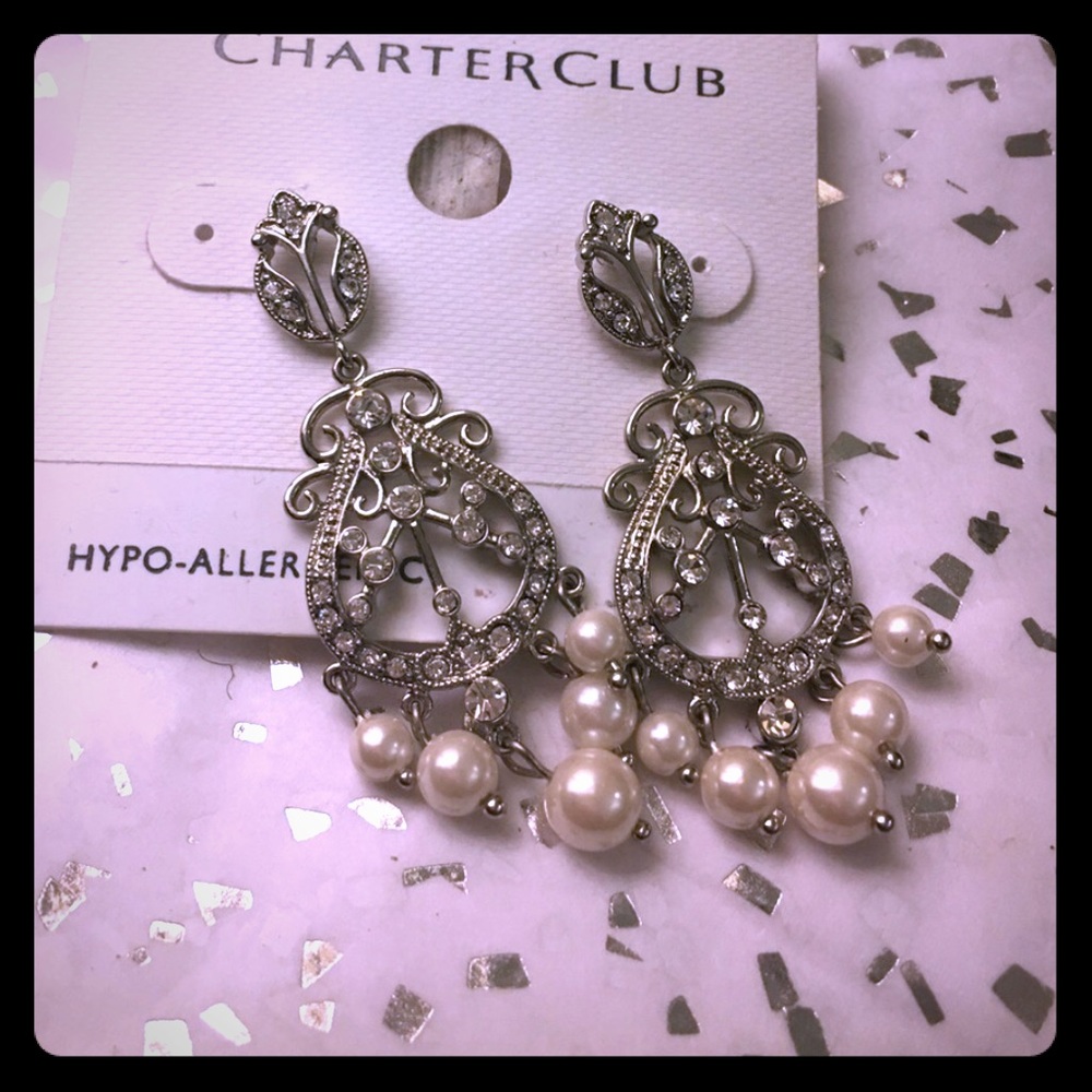 Silver and pearl earrings